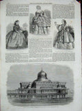 Original Old Antique Print 1858 Bathing Kiosk Viceroy Egypt Fashion Robe Dress