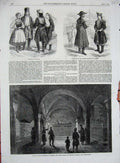 Old Antique Print 1863 Vaults Cathedral Cracow Sobieski Burial Peasants 19th