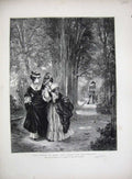 Original Old Antique Print 1872 True Love Romance Upset Trees Country Fine Art