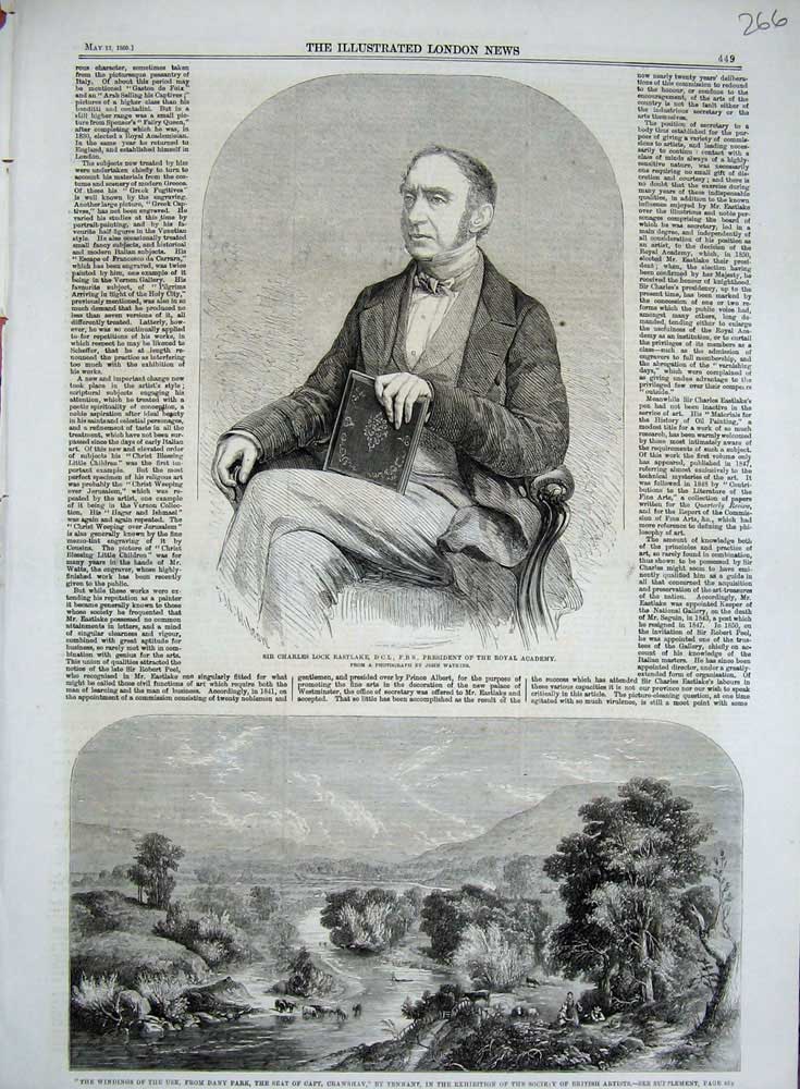 Old Antique Print 1860 Charles Lock Eastlake Windings Usk Dany Crawshay 19th