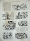 Original Old Antique Print 1890 Easter Volunteer Manoeuvres Siers Horses March