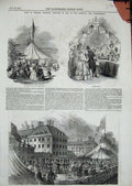 Original Old Antique Print Fete Chelsea Hospital Consumption 1840 Duchess Stall