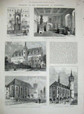 Old Antique Print 1892 Schlosskirche Wittenberg University Luther Study 19th