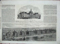 Old Antique Print 1865 Warehousemen School Croydon Thomas Hospital Bridge 19th