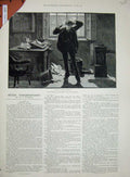 Original Old Antique Print 1887 Miser Farebrother Gordon Browne Man Desk Chair