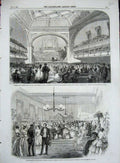 Old Antique Print 1859 Philharmonic Liverpool Paddington Railway Terminus 19th