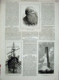 Antique Print *0286 1880 Thomas Stoddart Monument Russian Army Ortigia Ship