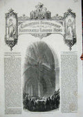 Old Antique Print Christmas Ceremony Exeter Cathedral Service Church 1852 19th