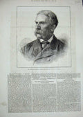 Old Antique Print 1880 William Patrick Adam New Governor Madras Portrait 19th