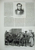 Old Antique Print 1882 Lawes Chemist Pyrenean Goats London Milk Selling 19th