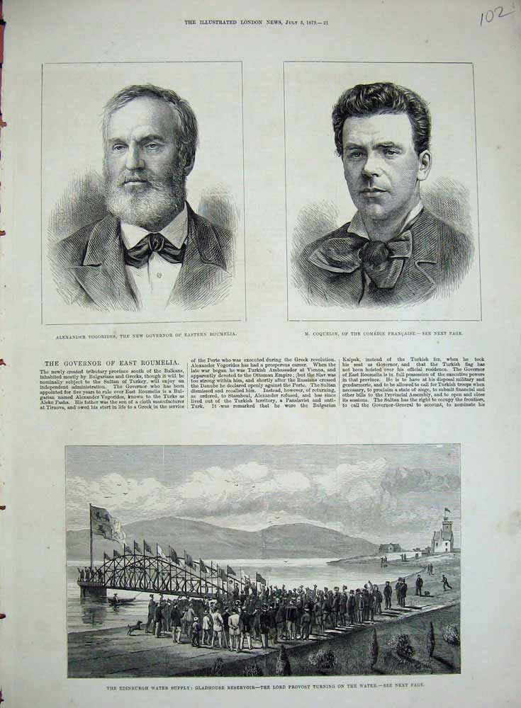 Old Antique Print 1879 Edinburgh Gladhouse Reservoir Vogorides Coquelin 19th