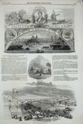 Old Antique Print 1846 Agricultural Show Newcastle-On-Tyne Yard Animals 19th