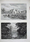 Original Old Antique Print Frogmore Windsor 1885 Quarr Abbey Isle Wight Wedding