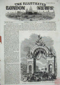 Original Old Antique Print 1857 Queen Art Treasures Manchester Arch Trafford
