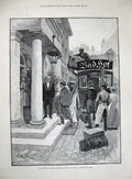 Old Antique Print 1890 Forestier Fine Art Chamberlain Man Transport Hotel 19th
