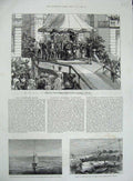 Old Antique Print 1886 Queen Holloway College Women Railway Crash Ireland 19th
