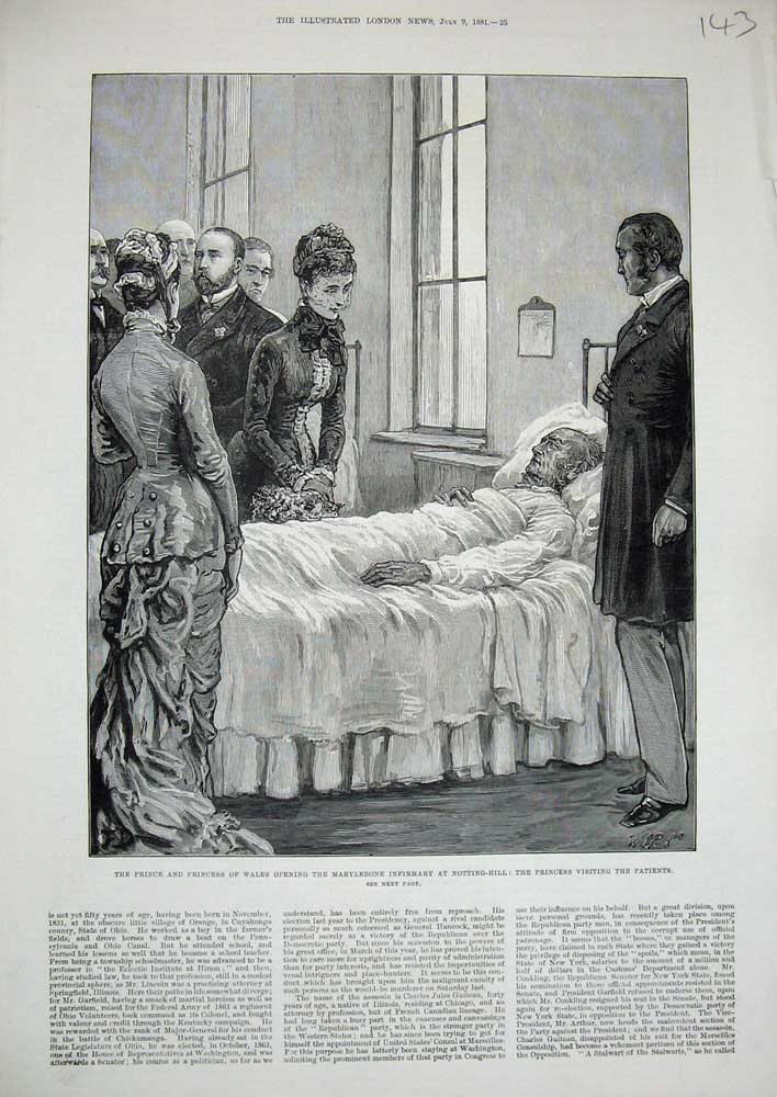 Old Antique Print 1881 Prince Wales Marylebone Infirmary Notting-Hill Art 19th