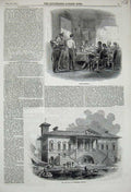 Original Old Antique Print 1845 Court Martial Hall Commerce Ipswich Building