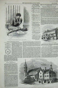 Original Old Antique Print 1849 Christchurch Schools Bermondsey Poor Man Norton