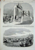 Old Antique Print 1864King'S Lynn Regatta Shovel Race Lilian Ship America 19th