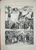 Original Old Antique Print 1879 Christmas London Lowther Cleopatra'S Needle Zoo