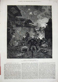 Original Old Antique Print Fine Art 1877 War Street Scene Nicopolis Explosions
