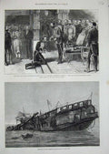 Old Antique Print 1876 Warspite Training Ship Prince Wales Gregory Ceylon 19th