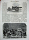 Original Old Antique Print 1861 Bhurtpoor Gun Woolwich Serpentine Park Winter