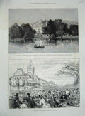 Old Antique Print 1887 Greenlands Smith Henley Queen'S Jubilee Winchester 19th