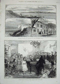 Original Old Antique Print 1874 Christmas Royal College Blind Island Marguerite