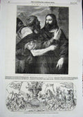 Original Old Antique Print 1852 Fine Art Money Titian Florentine Etching Museum