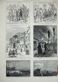 Old Antique Print 1877 Cossacks Giurgevo War Erzeroum Danube Peru Tidal 19th