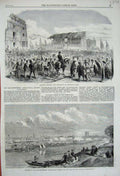 Old Antique Print 1865Lambeth Election Kennington River Severn Tewkesbury 19th