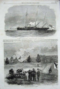 Old Antique Print 1856 Queen Steam Ship Seagull Mantagu O'Reilly Sunbury 19th