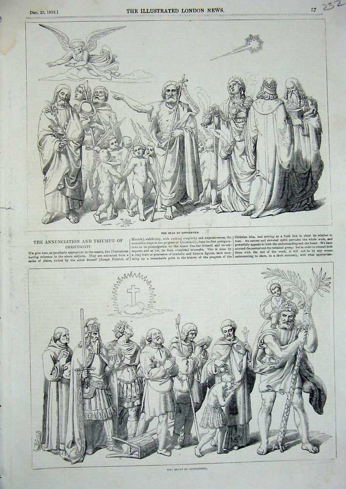 Original Old Antique Print 1852 Star Bethlehem Might Gentleness Christianity