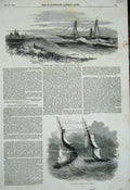 Old Antique Print 1851 Ship Steam Vessel Flamer Monrovia Wreck Sea Reef 19th