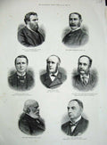 Old Antique Print 1885 Bell Greene Bradford Errington Stephenson Kaye Men 19th