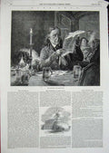 Original Old Antique Print 1850 Art Politician Man Windmill Sans Souci Potsdam