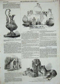 Old Antique Print 1855 Lions Clifton Bristol Zoo Church Hendon Roman Cup 19th
