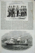 Original Old Antique Print Prince Wales Royal Canadian Siers 1858 Ship Mersey