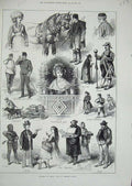 Original Old Antique Print 1878 Vienna Viennese People Costumes Siers Jew Sweep