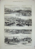 Old Antique Print 1878 War Plevna Osman Pasha Army Russian Camp Poradim 19th