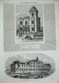 Old Antique Print 1869 Winterbottom College Glasgow Institution Deaf Dumb 19th