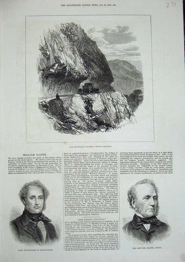 Old Antique Print 1876 Ceylon Railway Train Slater Artist Helmingham Lord 19th