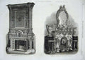 Original Old Antique Print 1862 Library Chimneypiece Trollope Saxon Manufactory