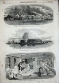 Original Old Antique Print 1855 Sick Deck Belleisle Hospital Ship Fort Finland