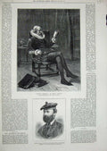 Original Old Antique Print 1878 Private Rae Stirling Rifle Man Reading Rabelais