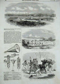 Old Antique Print 1855 Burial Seamen Kamiesch Ship Exemouth Infernal Tube 19th
