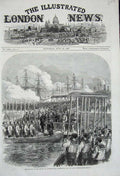 Old Antique Print 1867 Sultan Clarence Yard Portsmouth Naval Review Ship 19th