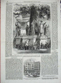 Old Antique Print 1862 Statue Nuremberg Castle Swabia Tyrol Hotel America 19th